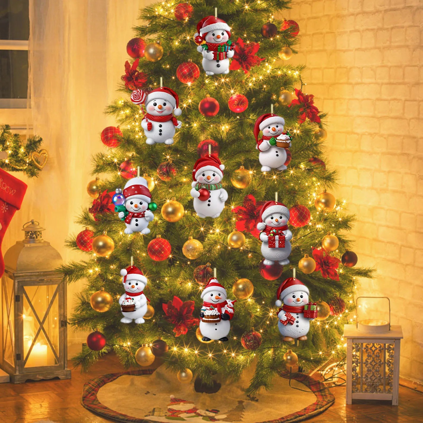 Snowman 24 Days Christmas Countdown Calendar Xmas Tree Snowman Pendant Ornaments Xmas Advent Calendar Xmas Gifts for Kids