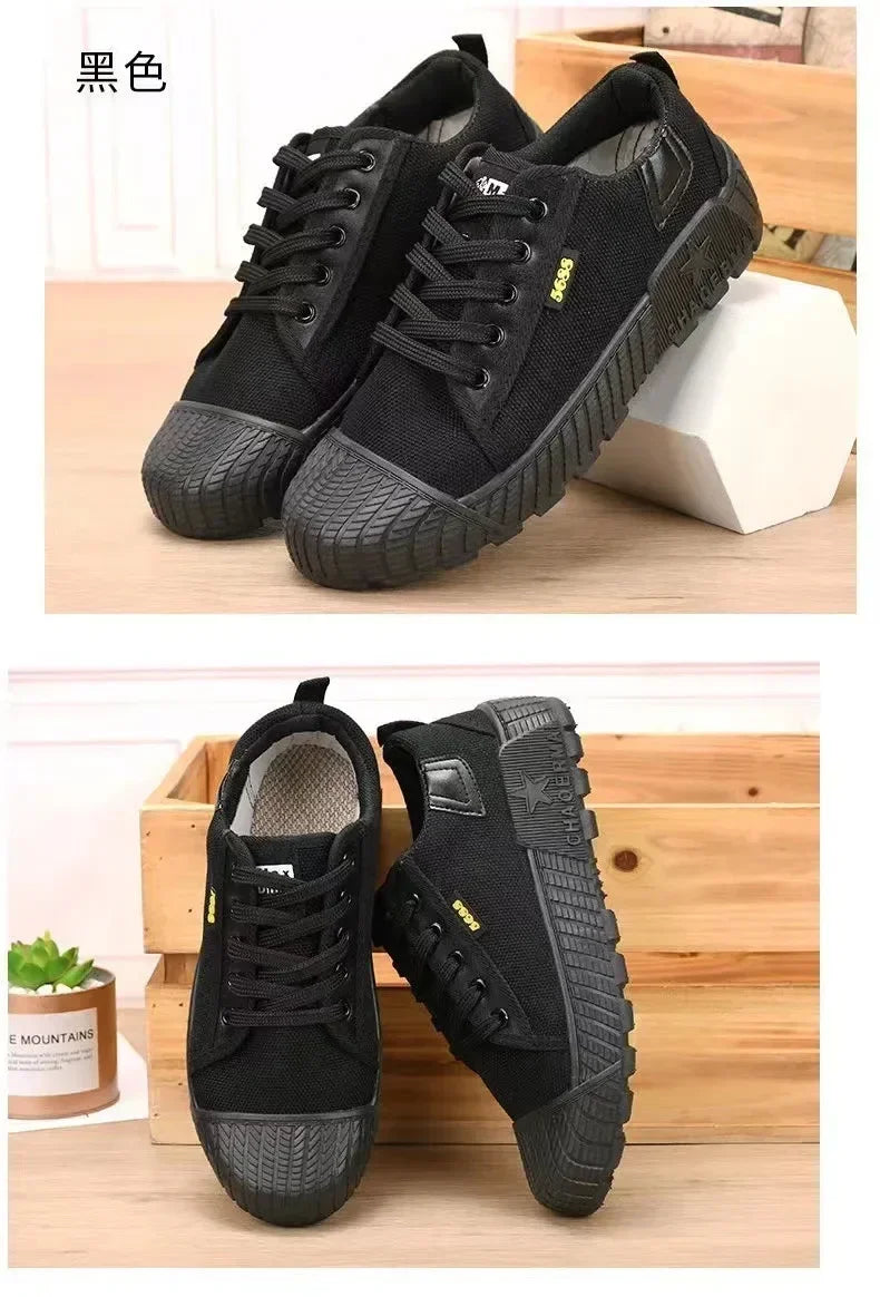 Mens Canvas Shoes Outdoor Breathable Work Shoes Non Slip Casual Sneakers for Male Soft Sole Walking Flats Zapatos Casuales