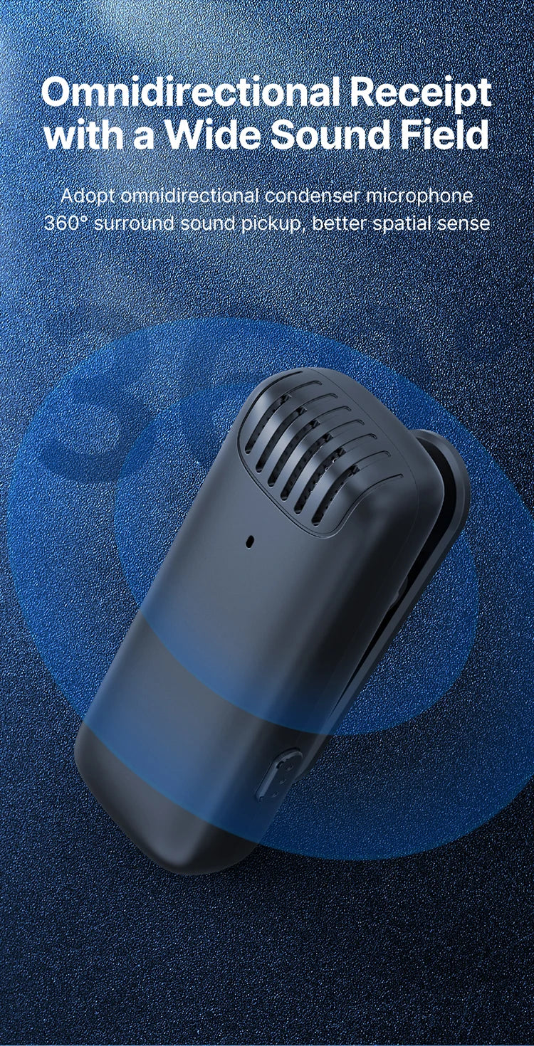 Ulanzi J12 Wireless Lavalier Microphone Audio Video Recording Mini Mic Plug Play For Smartphone Android iPhone Live Broadcast