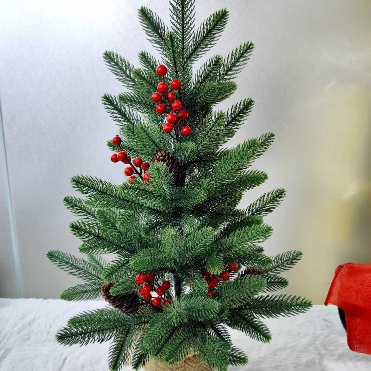 SRETNO Mini Christmas Trees Desktop Ornament Red Fruit Pine Pagoda Artificial Plants Christmas Decorations Arbolitos De Navidad