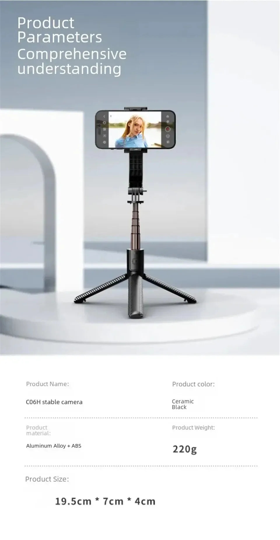 Roreta Telescopic Selfie Stick Tripod Monopod Stand Mobile Phone Support Wireless Gimbal Stabilizer For iOS Android Holder