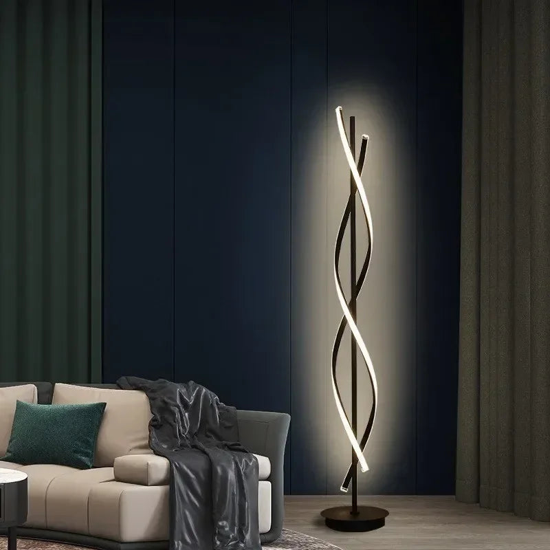 Minimalist creative floor lamp, bedroom living room personalized atmosphere lamp,Nordic minimalist LED circular curve floor lamp
