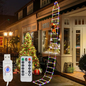 LED Christmas Decorations Fairy lamp Santa Claus Climbing Ladder Light USB Plug 8 Modes for Home Holiday Wall Window Xmas Decor