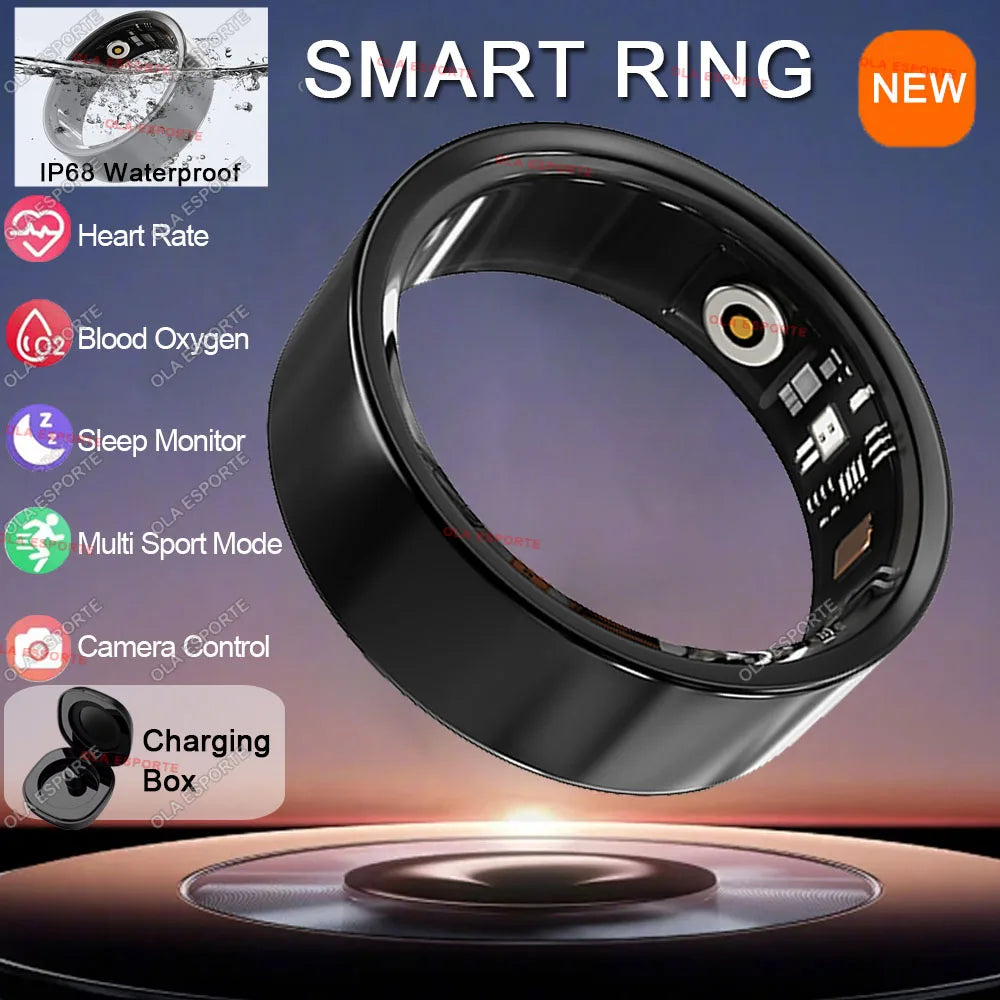 2025 New Smart Ring Men Women Camera Control Heart Rate Blood Oxygen Monitor Smartring IP68 & 5ATM Waterproof Multi-sports Modes