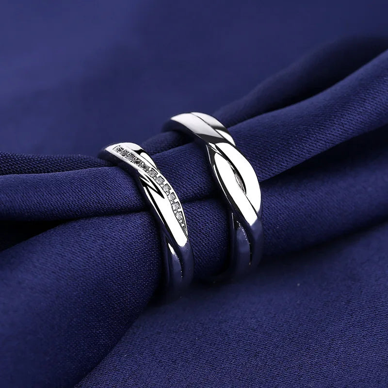 2Pcs 925 Sterling Silver Couples Ring Sets Light Polishing Simple Ring for Woman Man Classic Wedding Fine Jewelry Circle - You Offer