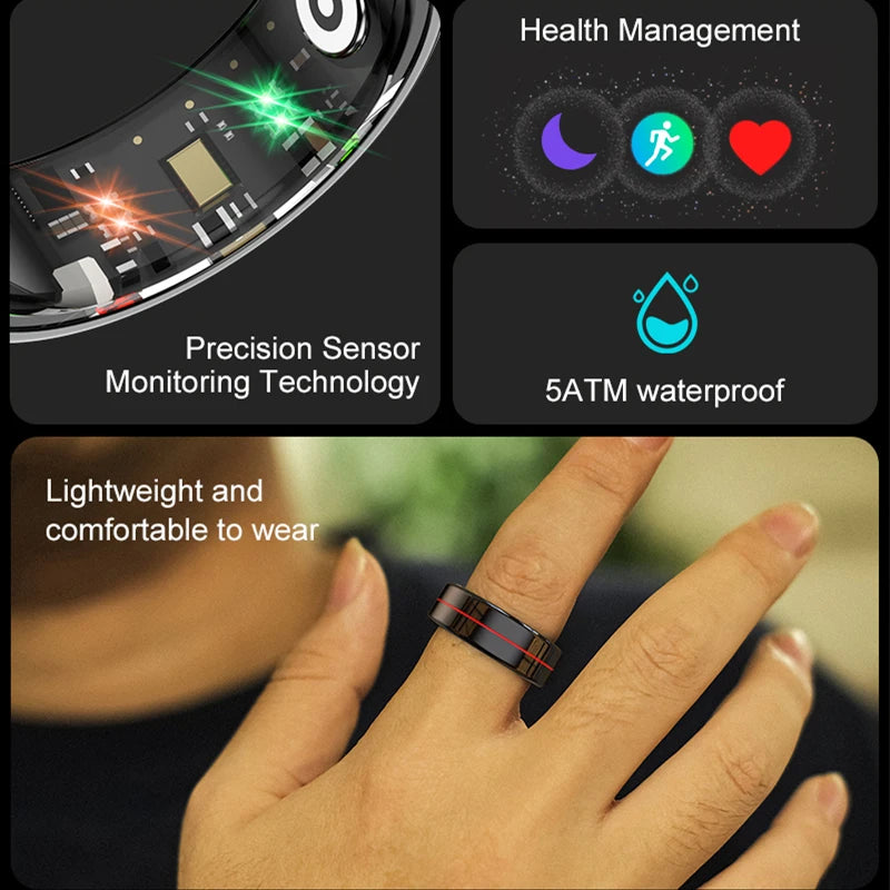 R04 Smart Ring 2025 NEW Men Women Multi Sports Modes Body Temperature HRV Health and Sleep Monitor Stainless Steel Sport Ring