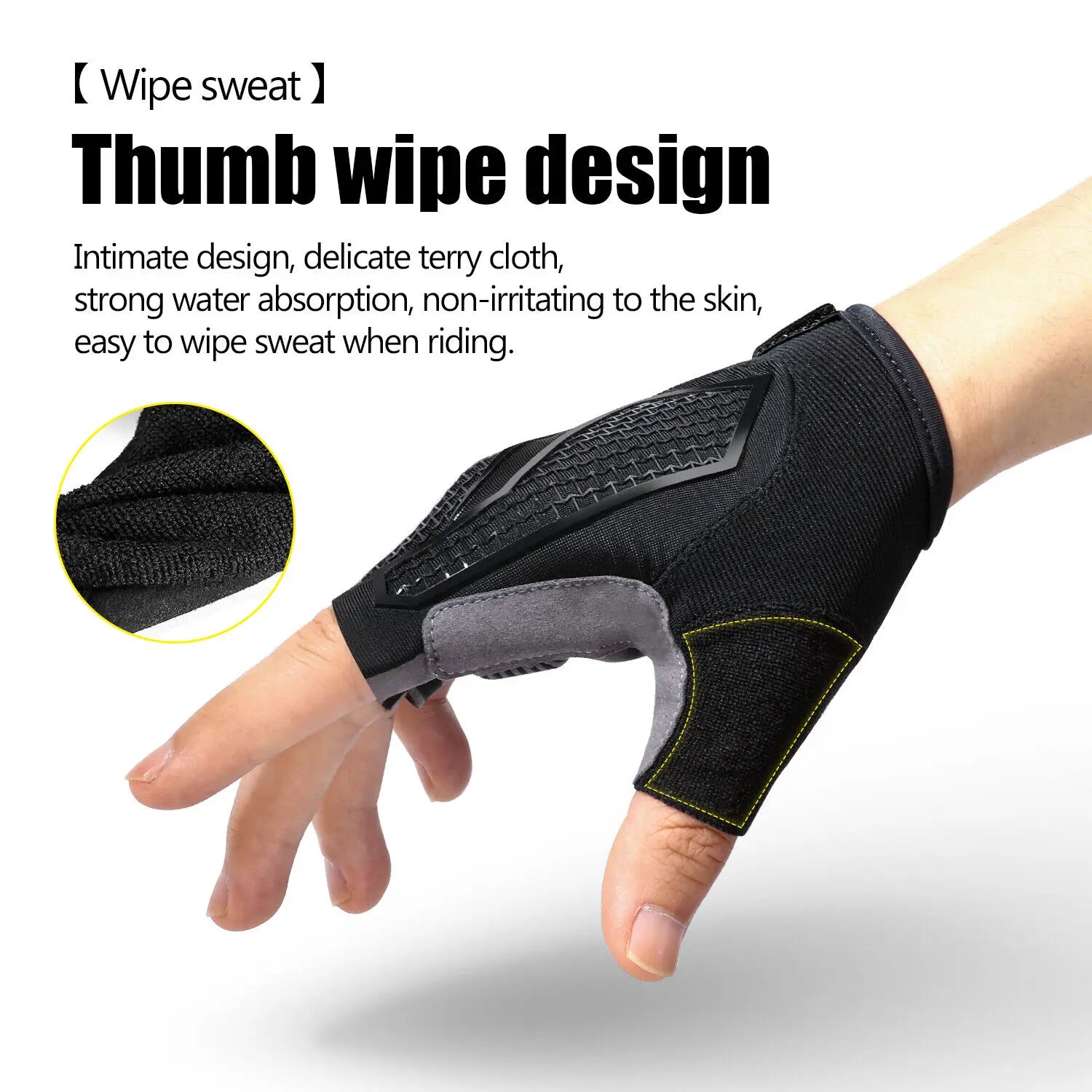 Cycling Gloves Anti- Slip Half Finger Gel Pad Shock-Absorbing Road Riding Gloves Summer Half-Finger Men Women Cycling Gloves
