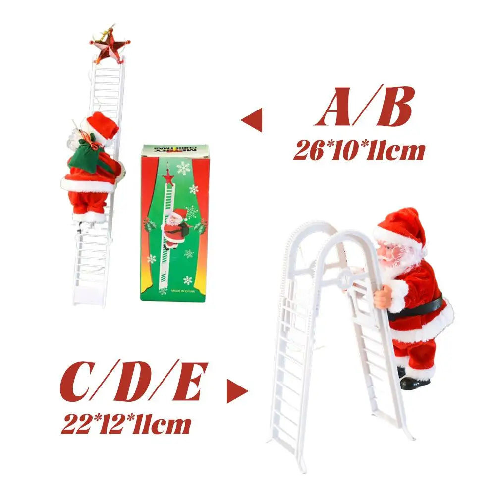 2025 Santa Claus Doll Climbing Ladder with Music Doll, Christmas Tree Ornaments Decorations For Home Navidad New Year Kids Gift