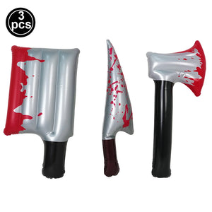 Halloween PVC Inflatable Fake Knife Props Knife Realistic Axe Prank Toy Knife Bloody Knife Halloween Party Gift Cosplay Supplies