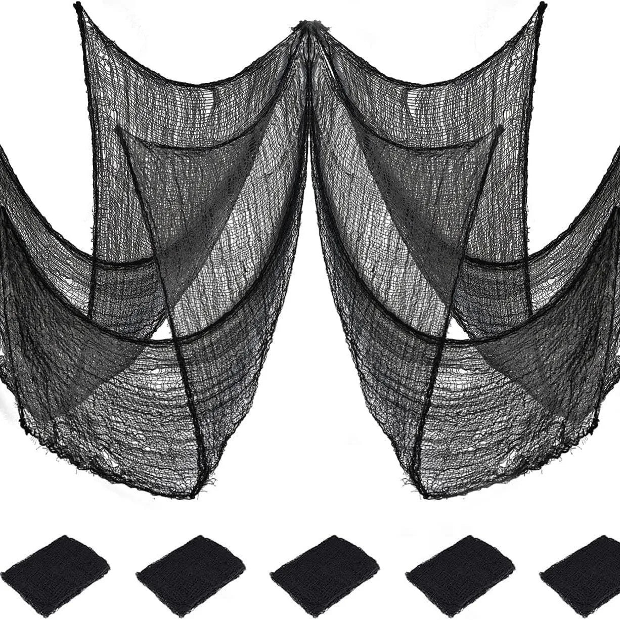 Halloween Horror Bloodstained Indoor Spooky Black Spider Web Gauze Haunted House Hallway Hanging Scary Gauze Decorations