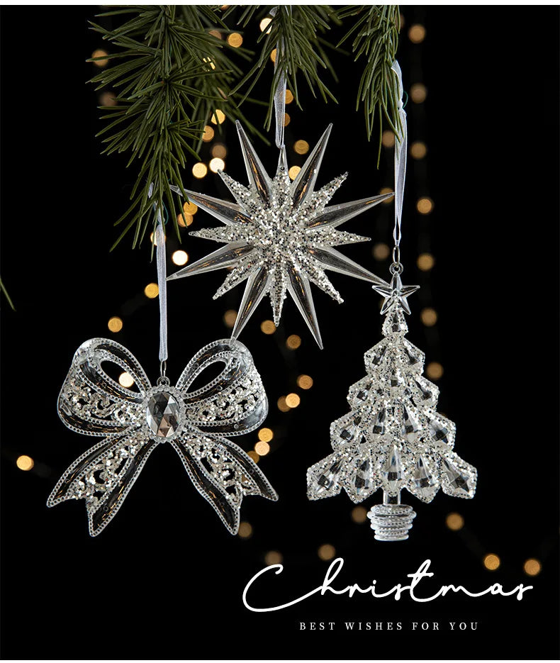 Christmas Ice Crystal Pendants, Christmas Tree Decorations, Transparent Acrylic Angels, Luxury Decorations, Scene Setting Props