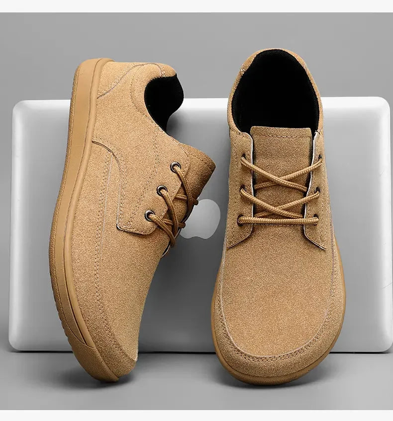 Men Suede Casual Wide Toe Shoes Beige Thick Soled Lace Up Walking Shoes Also Suitable for Designer Retro Style Denim Boot Sizes