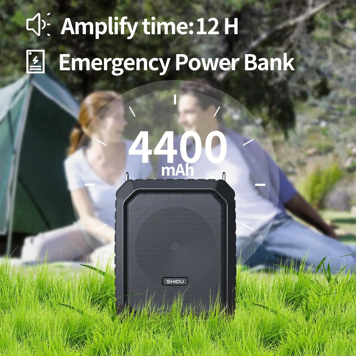 SHIDU Voice Amplifier for Teacher with Wireless Microphone Headset, IPX5 Waterproof Bluetooth Speaker, 4400mAh Power Bank M800