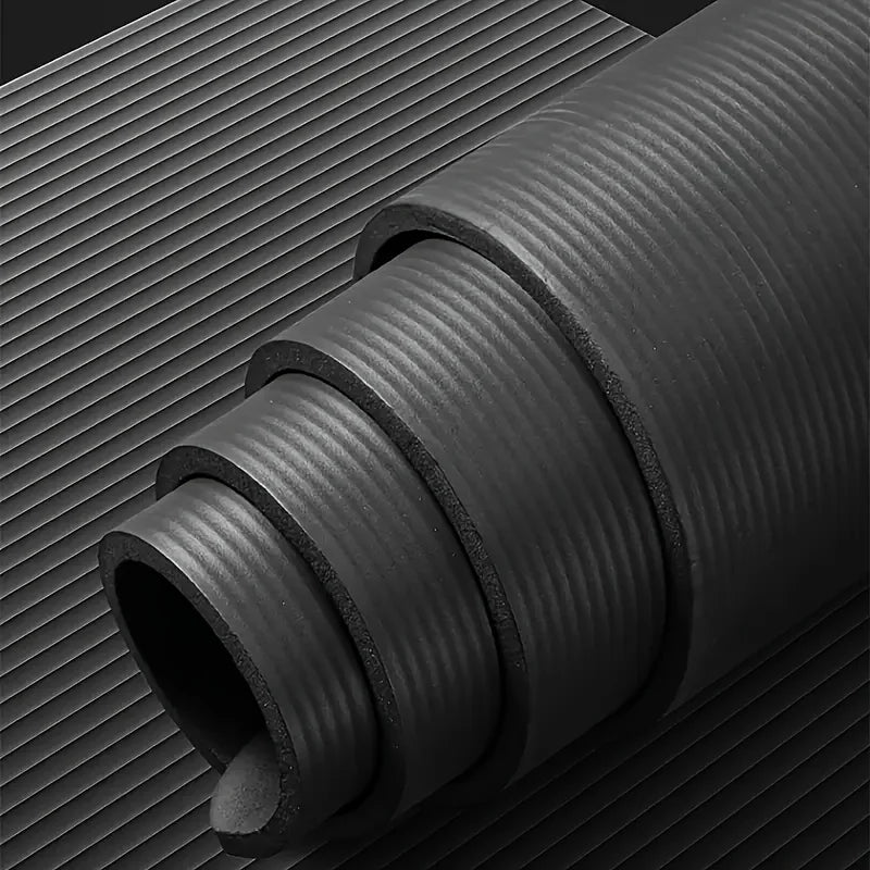 1Pcs Thickened Non-Slip Black Soft Yoga Mat Durable NBR Rubber Perfect For Home Sports Fitness Training Equipment And Workouts