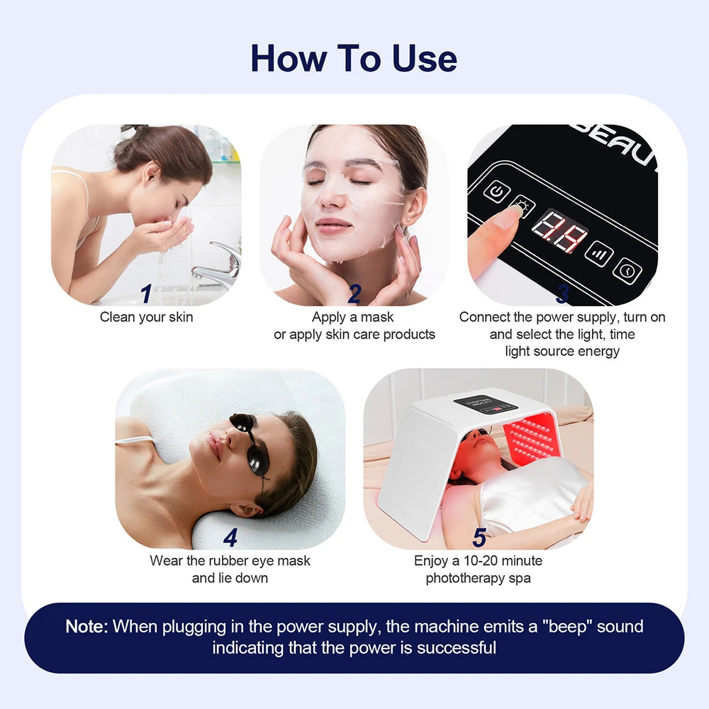 7 Colors LED Mask PDT Skin Rejuvenation Photon Therapy Lamp Red Blue Light Home SPA Skin Care Tools