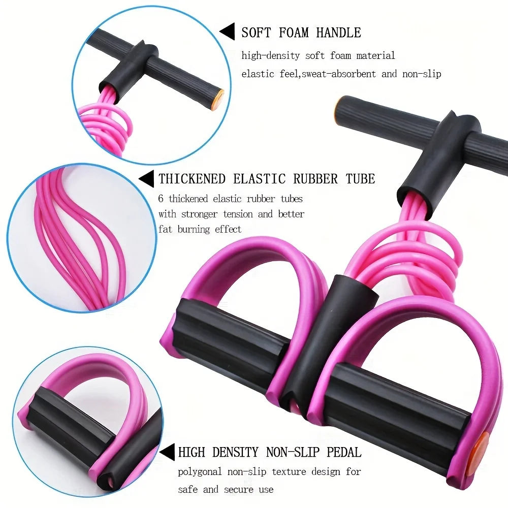 Six-Tube Tensioner Multi-Functional Household Fitness Yoga Abdominal Strengthening Resistance Band Tension Rope Sit-Up Assistive