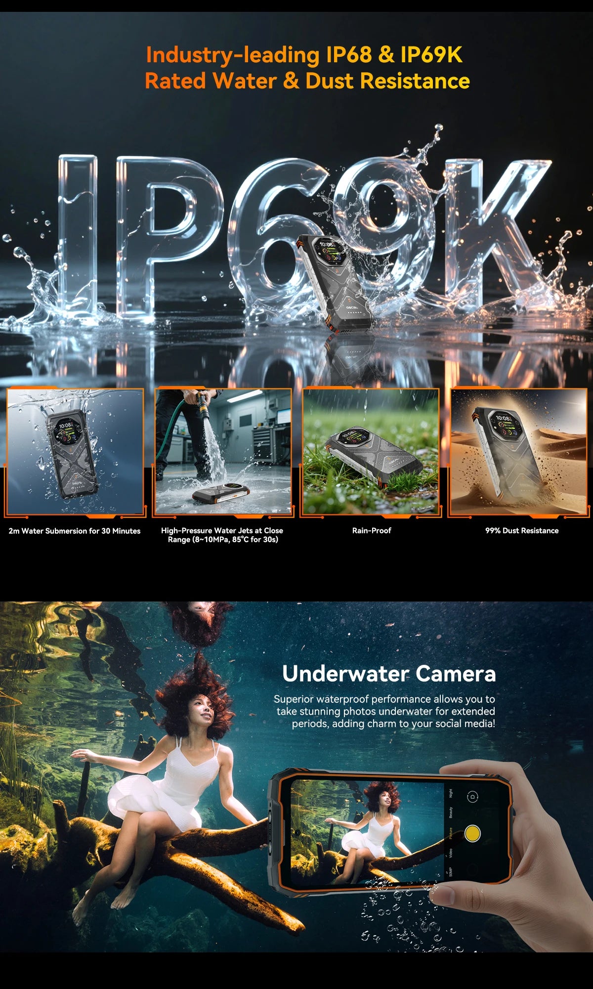 Blackview OSCAL TANK 1 Outdoor 5G Rugged Smartphone,20000mAh Battery, 6.78" 120Hz FHD+ Display, 16GB+512GB, 64MP+50MP Camera