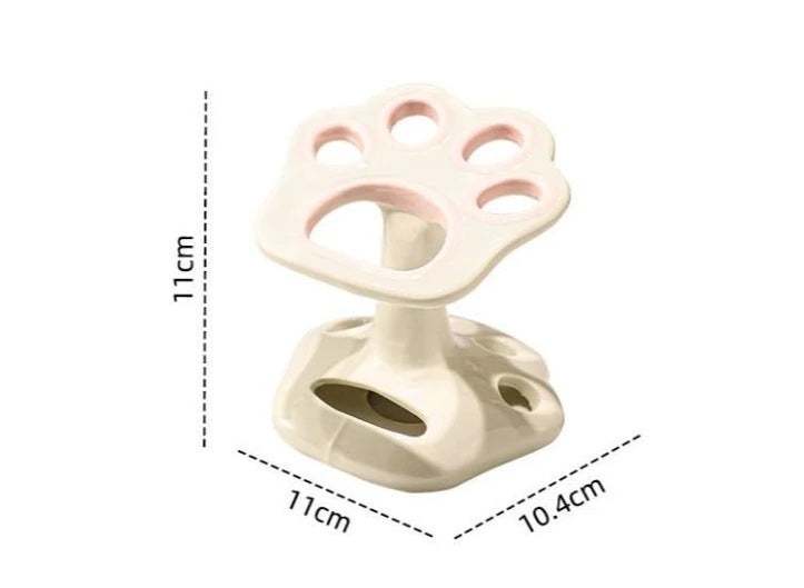 Cat Paw Shape Ceramic Toothbrush Holder Cute No Punching Toothbrush Holder Base Makeup Brush Storage Bathroom Accessories Tool