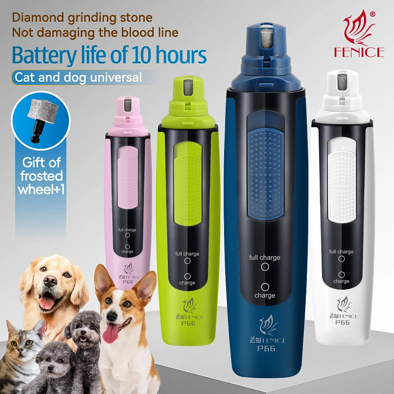 Fenice P66 USB Charging Electric Nail Grinder Rechargeable Quiet Pet Nail Clippers with Free Grinding Wheel for Dogs/Cats/Pets
