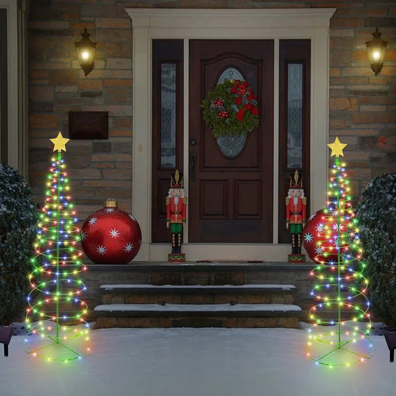 Solar Outdoor Garden Christmas Tree Light DIY Wrought Iron Waterproof Festive Atmosphere Light for Patio Lawn
