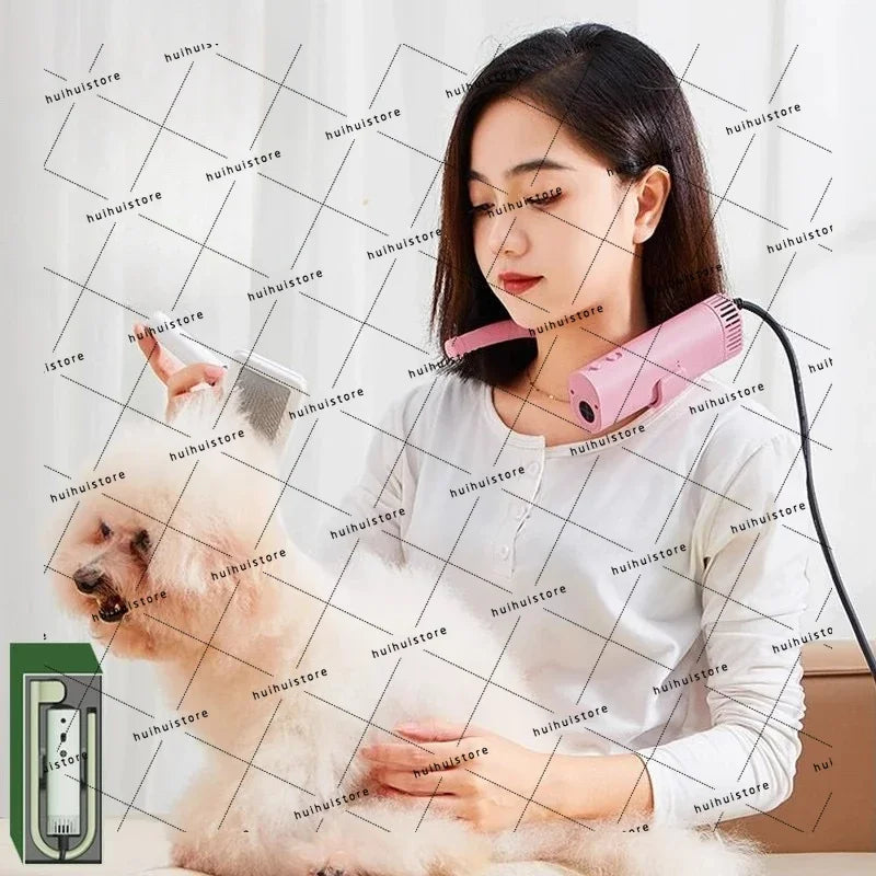 Professional Pet Hair Dryer - Neck Hanging Hair Dryer for Neck Pet Drying Efficient Hair Dryer High-Power Compressor Mini Silent