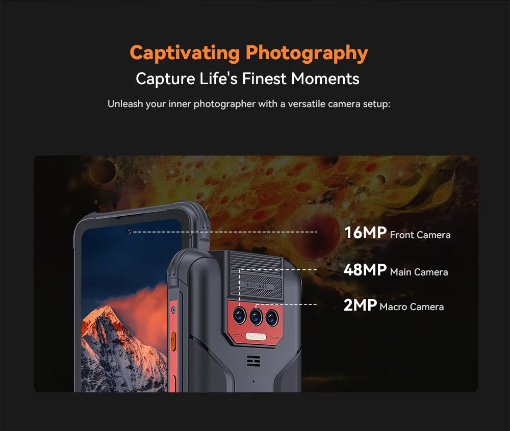 Cubot KingKong 8 Smartphone (6+6GB) RAM+256GB ROM 10600mAh Battery Dual LED Torch 48MP Rear Camera NFC Fingerprint Mobile Phone