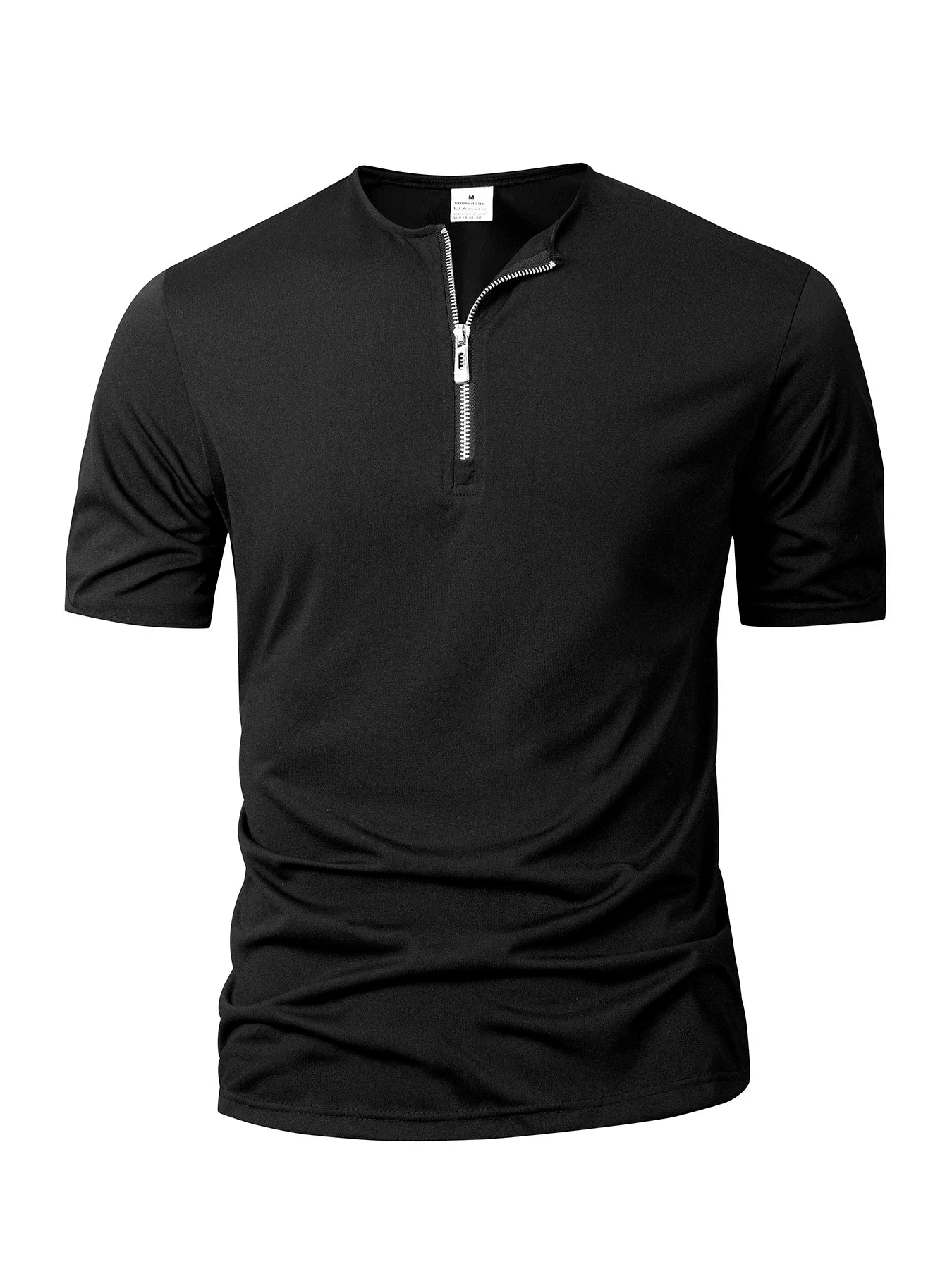 Summer Men's Solid Color T-shirt Short Sleeve Zipper Collar T Shirt Relaxed Breathable Casual Street Wear New Men's Top