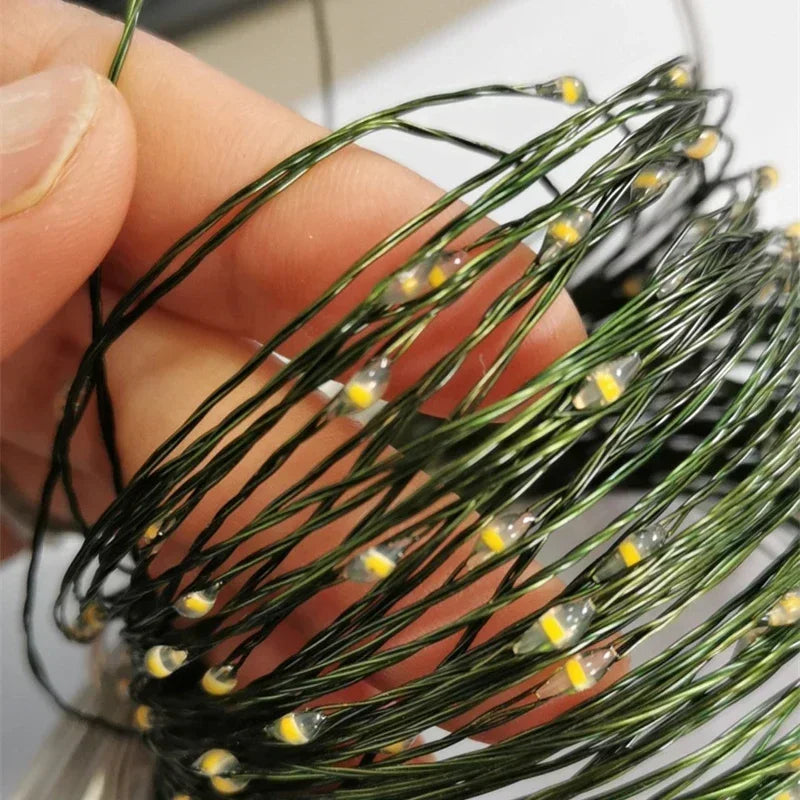 LED Green Wire Led String Fairy Lights US/EU Plug 110V/220V Waterproof LED Christmas Tree Holiday Home Garden Decoration Xmas