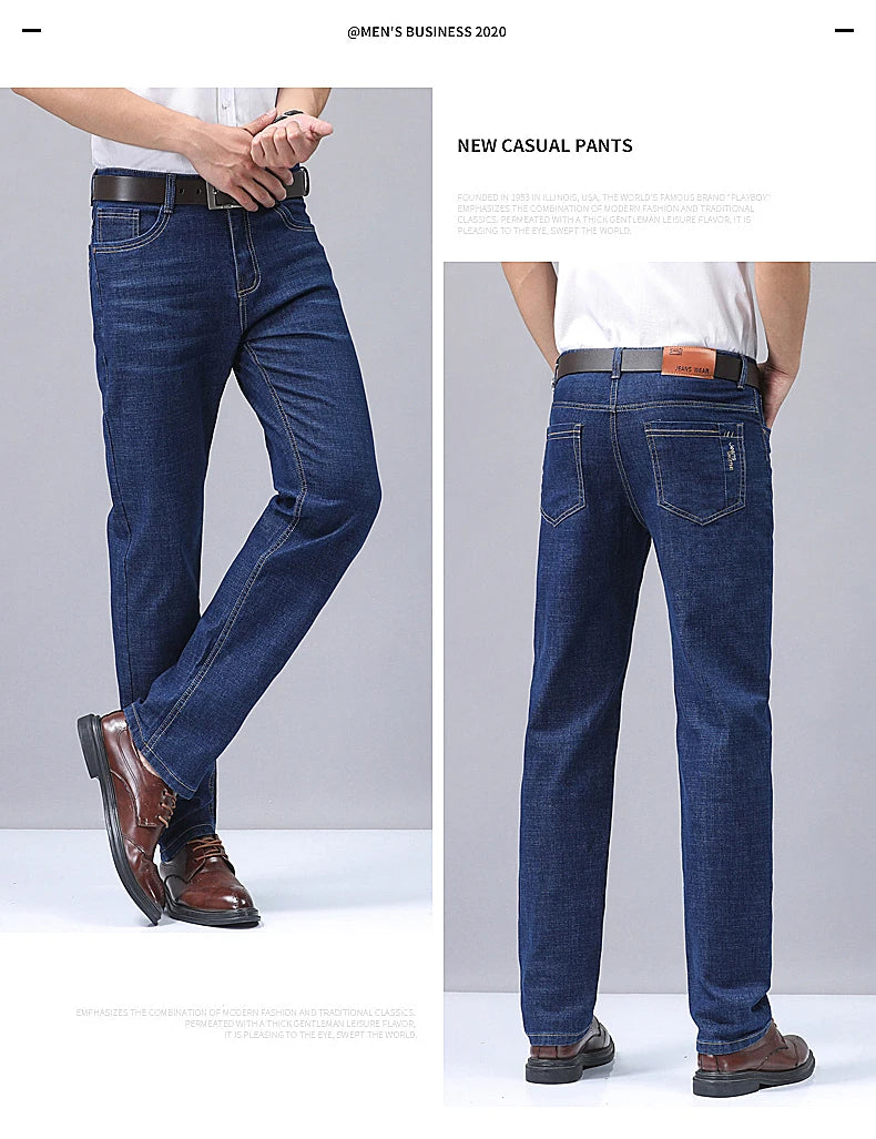 Men's Denim Jeans Thin Summer Straight Business Soft Fashion New High Quality Pants New Arrivals Dropship OL Work Trousers - You Offer