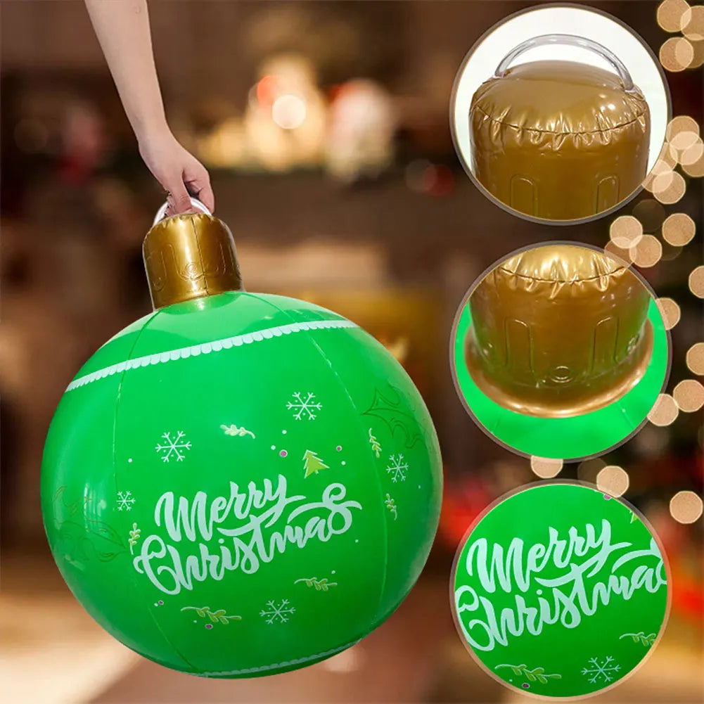 24 Inch PVC Inflatable Christmas Ball Outdoor Indoor Christmas Decorated Ball Giant Big Large Balls Toy New Year Party Ornament