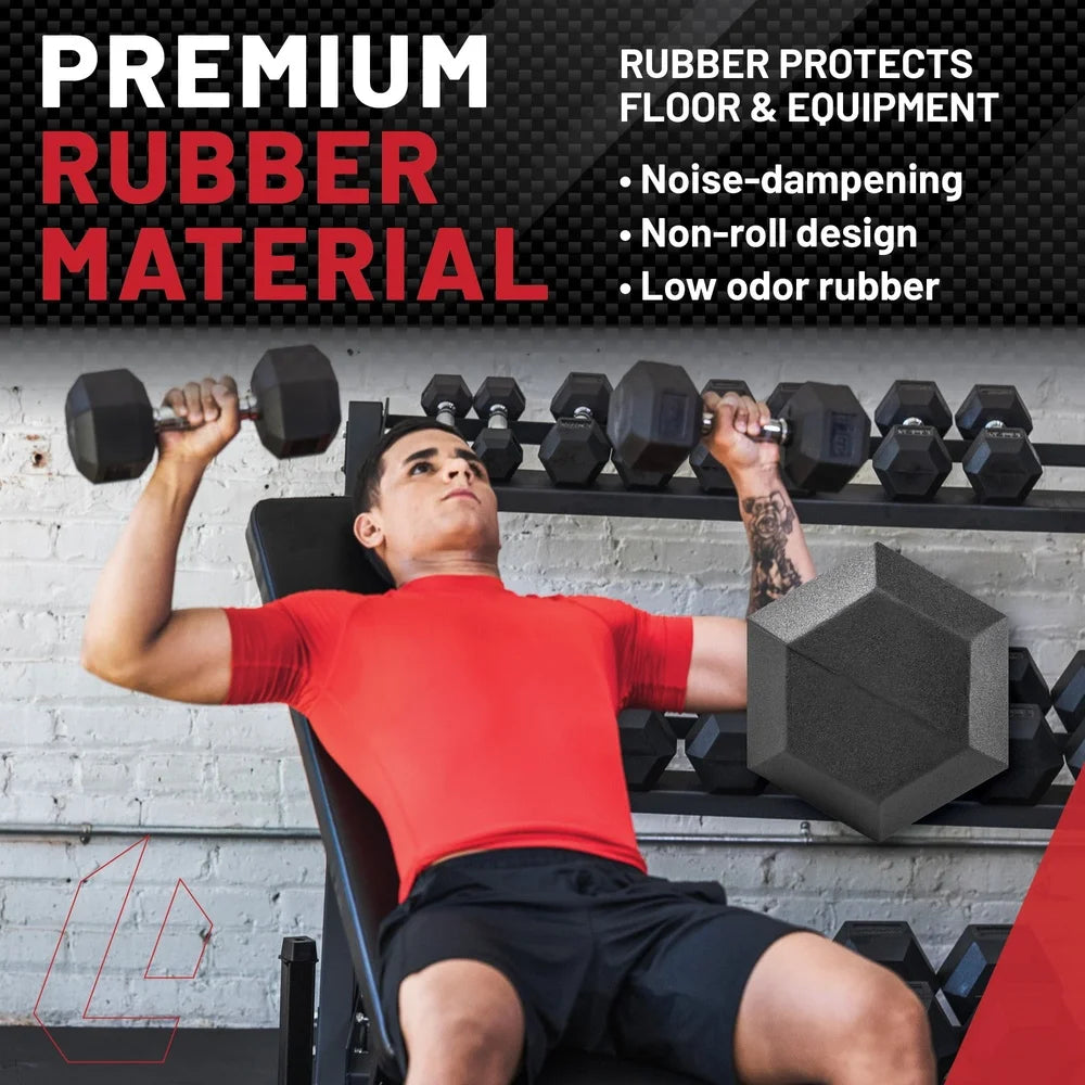Hex Dumbbell 5lbs Rubber Coated Ergonomic Handle Weight Training Home Gym Equipment Strength Training Fitness - You Offer