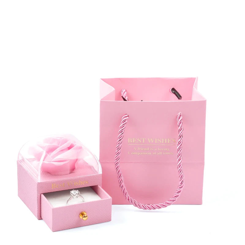 Heart Pendant Necklaces For Women With Rose Flower Gift Box Girlfriend Mother Family Birthday Fashion Romantic Surprise Gifts - You Offer