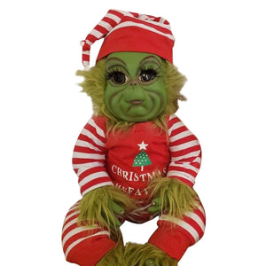 Christmas Baby Doll Soft for Grinch Doll Christmas Plush Doll Green Monster Doll Green Hair Monster Plush Toy Xmas Kids Gifts