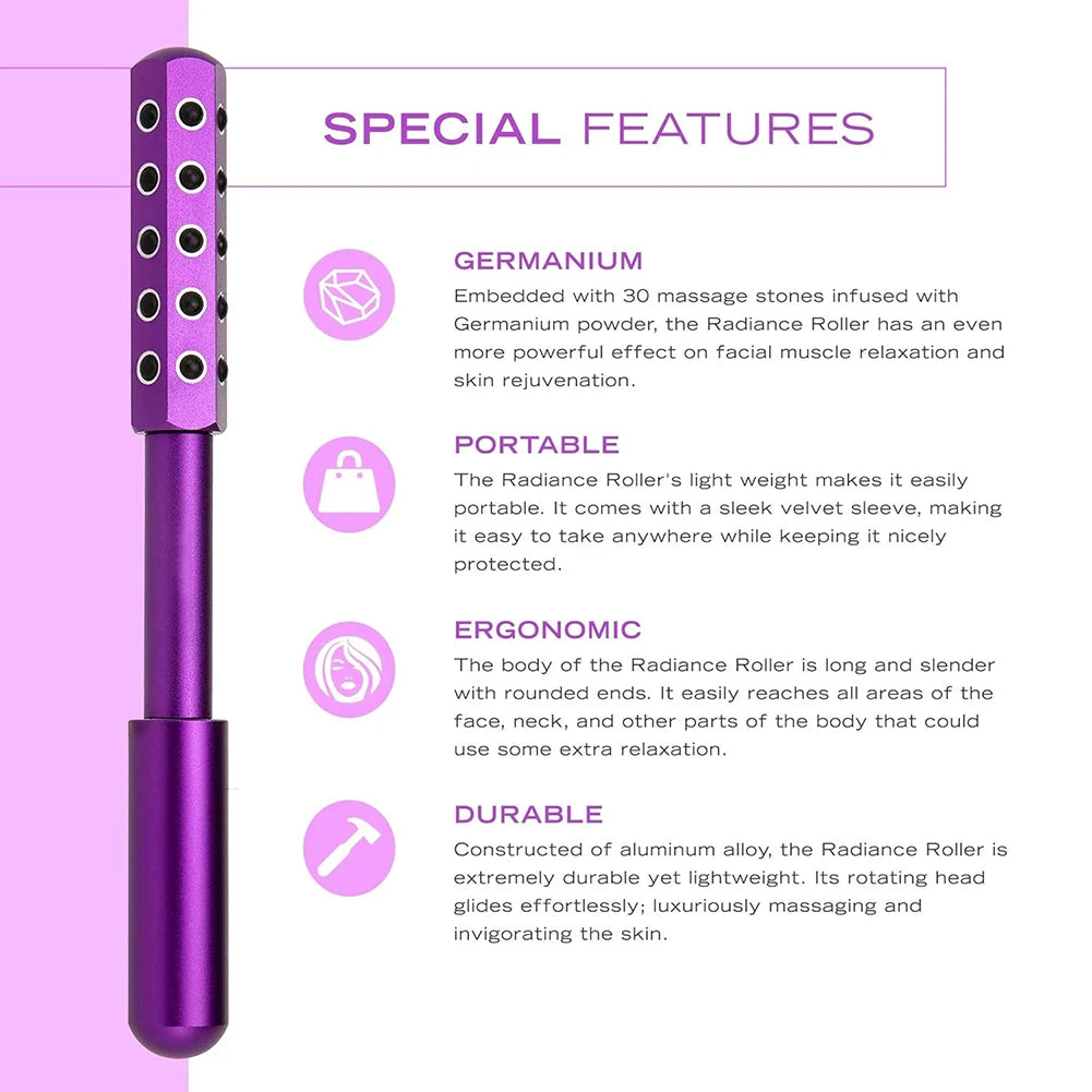 Germanium Stone Beauty Sculptor Roller Facial Massage Tool Radiance Roller for Up Lifting and Skin Care