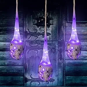 Halloween Glowing Spider Egg for Porch Lawn Wall Hanging Light-up Web Prop Creepy Spooky Party Outdoor Halloween Decoration