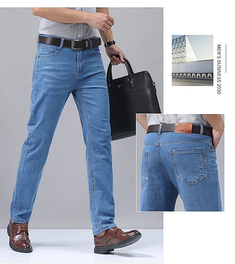 Men's Denim Jeans Thin Summer Straight Business Soft Fashion New High Quality Pants New Arrivals Dropship OL Work Trousers - You Offer