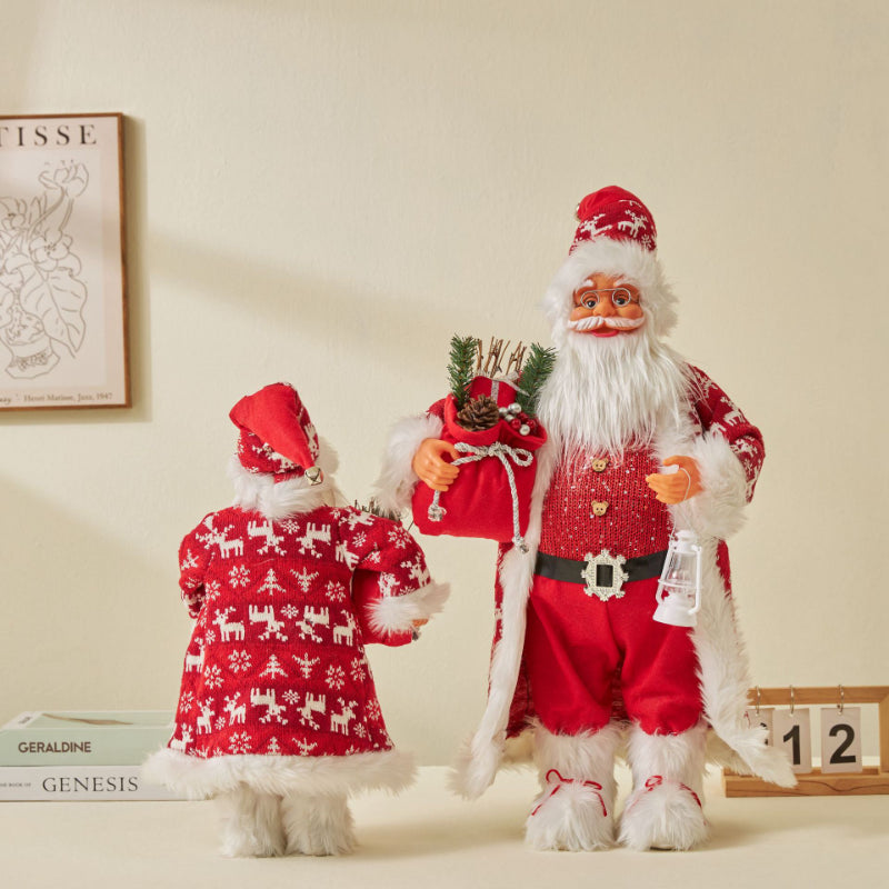 60cm Large Santa Claus Merry Christmas Decorations for Home Happy New Year 2023 Fabric Knitting Clothes Doll Window Decor