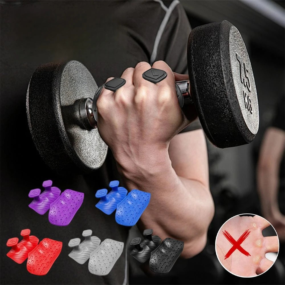 1 Pair Anti-Slip Workout Grips Ergonomic Rubber Hand Protector Gloves for Weight Lifting, Pull-Ups, Home Gym Training & Exercise