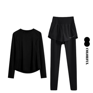 DRUR 2PCS Sports Set Women Seamless Yoga Suit Fitness Shirt High Waist Leggings Sets Female Gym Clothes Sports Outfit Yogawear