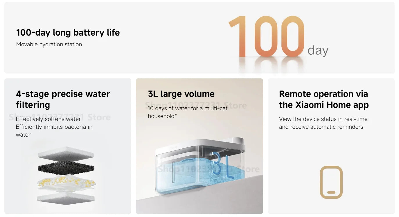 Xiaomi Mijia Smart Pet Drinking Fountain 2 3L Capacity Wireless Water Pump Automatic Sensing Cats and Dogs Long Battery Life