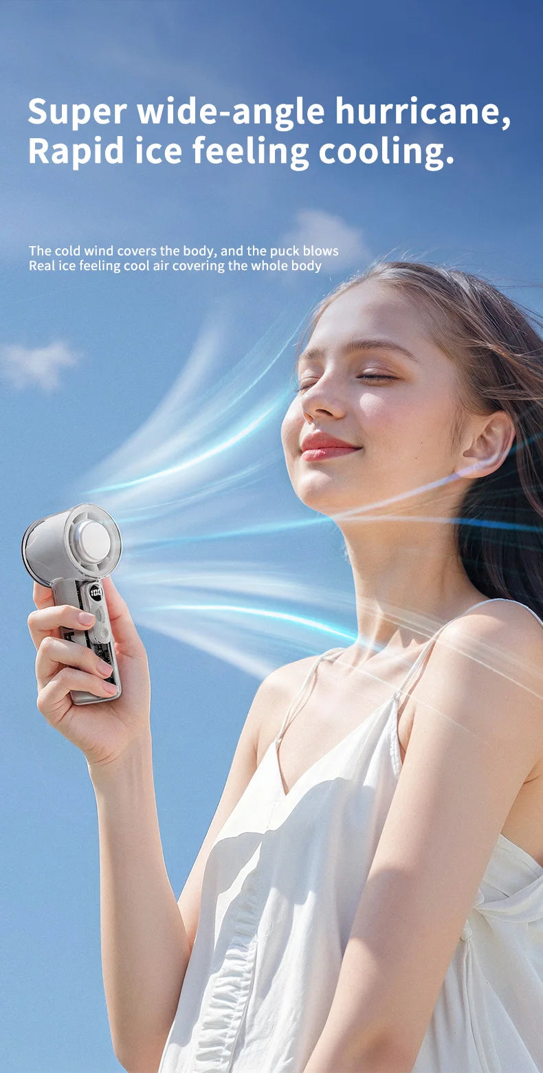2025 New Mini Semiconductor Refrigeration Handheld Fan USB Portable 3000mAh Cooling High-speed Ice Pack Handheld Electric Fan