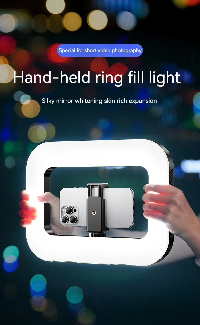 Smartphone Video Rig with Light Cell for Filmmaking Live YouTube Tiktok Video Recording Handheld Stabilizer Ring Light