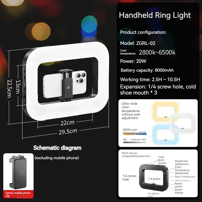 Smartphone Video Rig with Light Cell for Filmmaking Live YouTube Tiktok Video Recording Handheld Stabilizer Ring Light