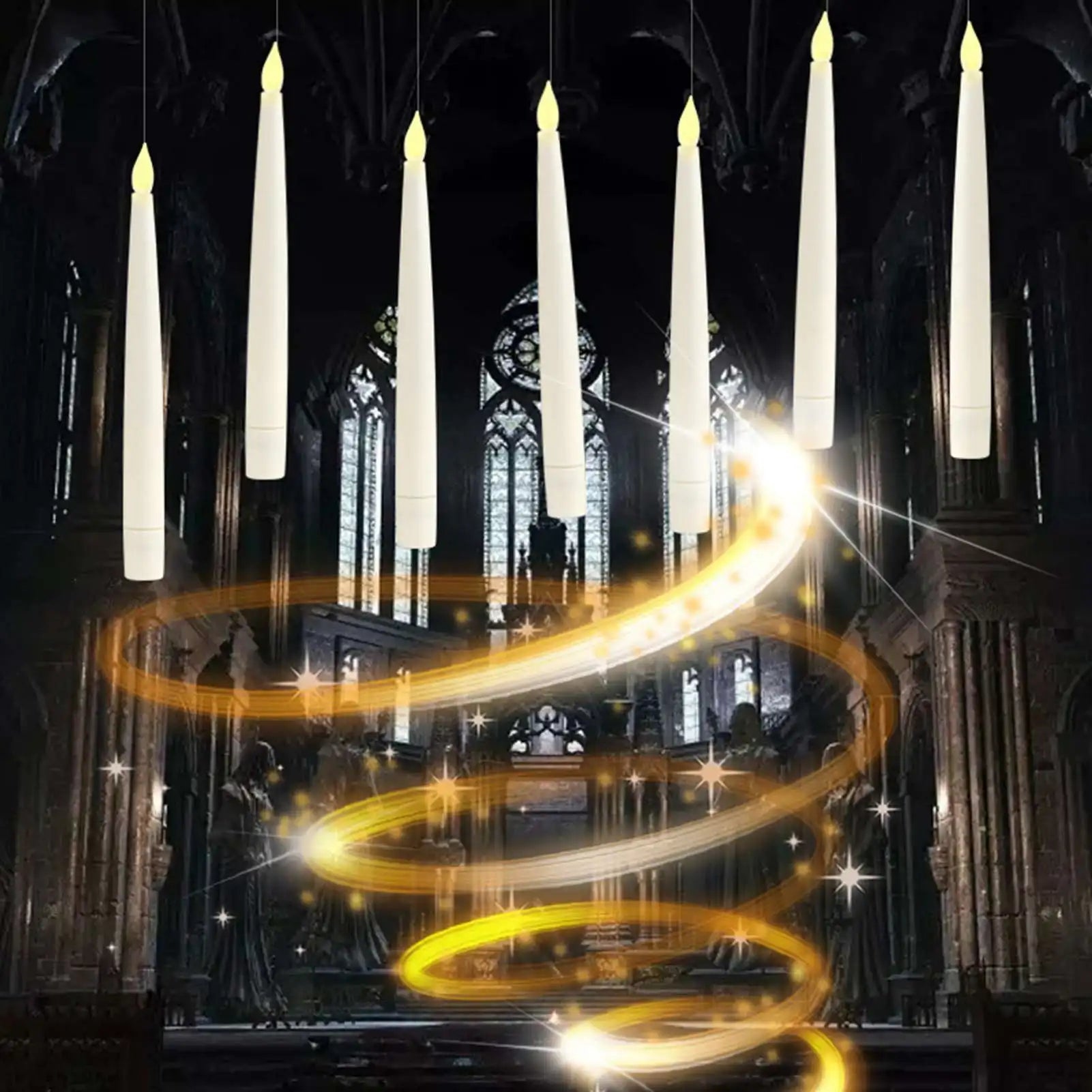 Floating Candles with Wand Remote 10pcs Magic Hanging Candles Flameless LED Taper Candle Remote Battery Operated