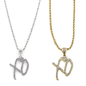 Exquisite Bubble Letter Xo Inlaid White Zircon Pendant Necklace for Men\'s Fashion Street Trend Jewelry Accessories Gift - You Offer