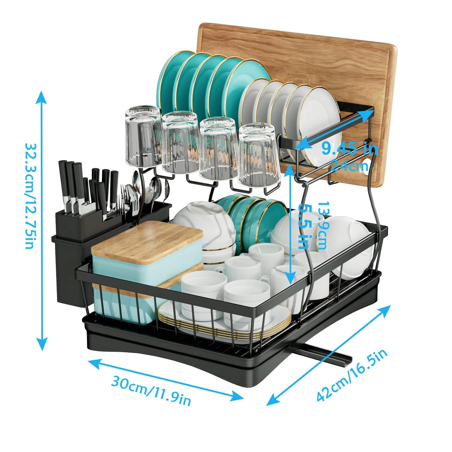 Large 2-tier dish drying rack for kitchen countertops, removable large-capacity dish draining rack - You Offer