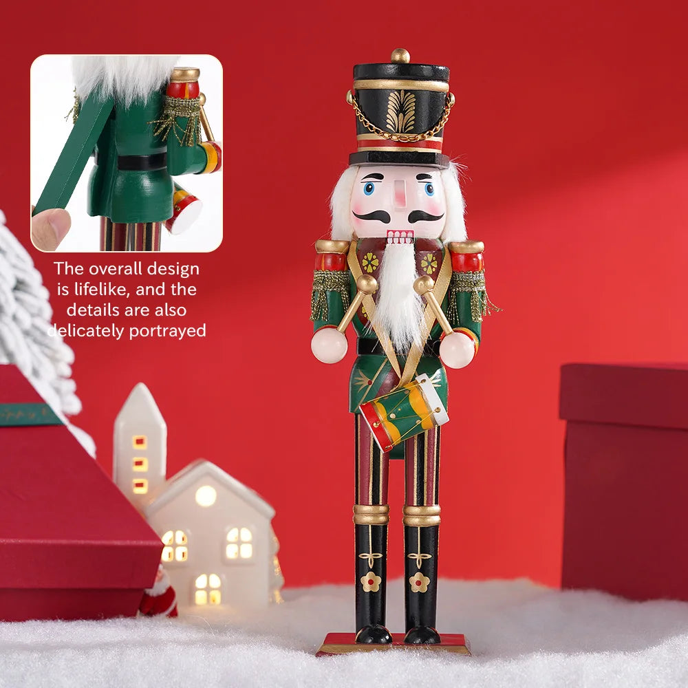 30cm Nutcracker Handmade Soldier Puppet Wooden Model Doll Christmas Tree Ornament Home Table Decoration