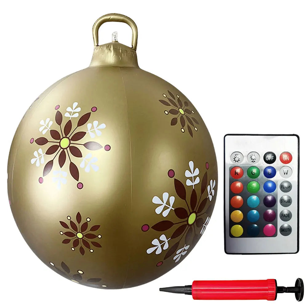 60cm Giant Inflatable Christmas Balls Light Up PVC Big Balls Xmas Tree Decorations Outdoor Holiday Yard Lawn Christmas Balloon
