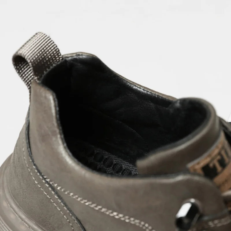 British Leather Men's Casual Shoes Breathable Trendy Handmade Shoes Platform Breathable Shoes Male Walking Shoes Men Black Shoes