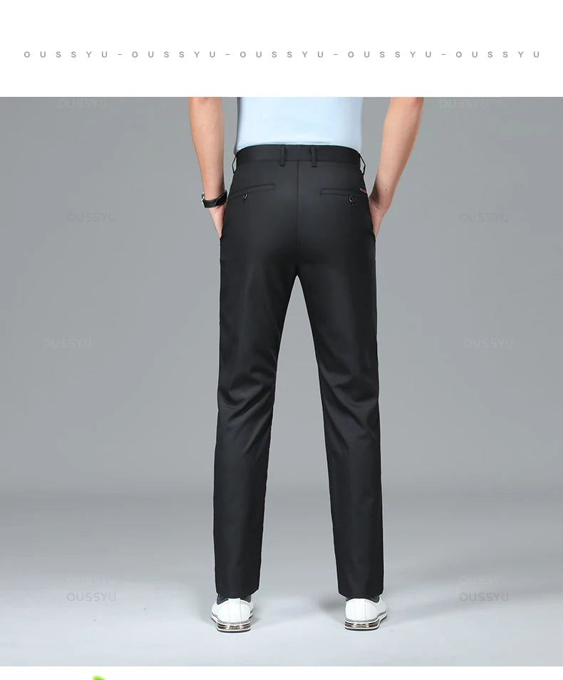 Spring Summer High Quality Luxury Straight Business Suit Pants Men Bamboo Fiber Designer Elegant Casual Long Formal Trouser Male - You Offer